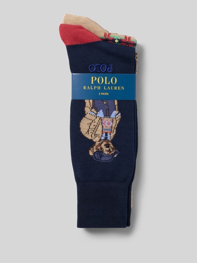 Produktfoto, Socken mit Bärenmotiv im 2er-Pack von Polo Ralph Lauren Underwear, mehrfarbig, Baumwollmix, Logo-Schriftzug und Stickereien