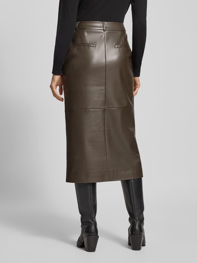 comma Spódnica midi z imitacji skóry Ciemnobrązowy 5