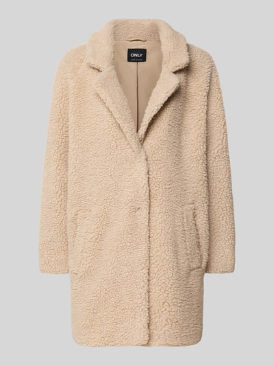 Only Płaszcz z futerka o kroju relaxed fit z kołnierzem z połami model ‘NEWAURELIA’ Piaskowy 2