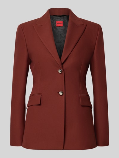 Produktfoto, Regular Fit Longblazer mit Viskose-Anteil Modell 'Asmalla' von HUGO, Damen Longblazer, ceglastoczerwony, gładka faktura