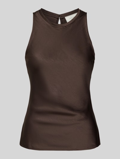Neo Noir Top van satijn met ronde hals, model 'Celina' Middenbruin - 2