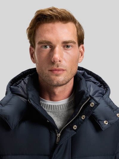 BOSS Regular fit gewatteerd jack met opstaande kraag met drukknopen Marineblauw - 3