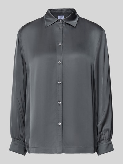 Emily Van den Bergh Regular Fit Bluse aus Viskose mit Knopfleiste Mittelgrau 2