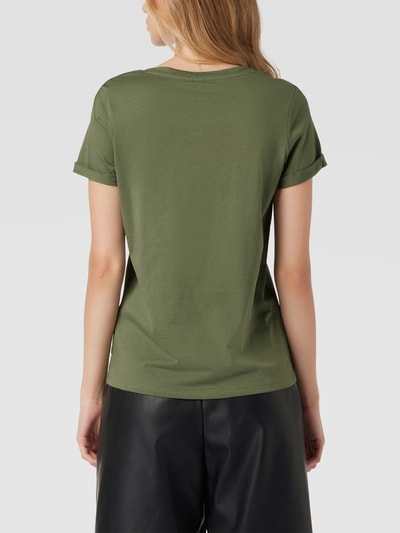 QS T-shirt met labeldetail, model 'Basic' Olijfgroen - 5