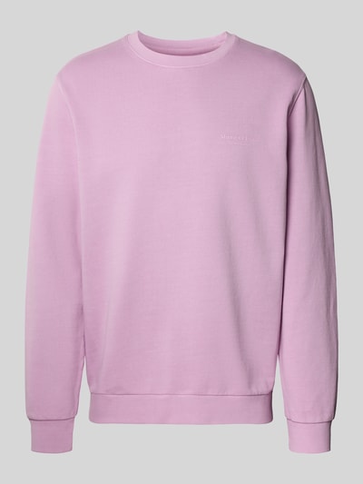 Produktfoto, Regular Fit Sweatjacke aus reiner Baumwolle von Marc O'Polo in Rosa, unifarben, Crew Neck, Sweatstoff mit geripptem Abschluss.