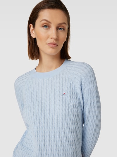 Tommy Hilfiger Strickpullover mit Zopfmuster Hellblau 3