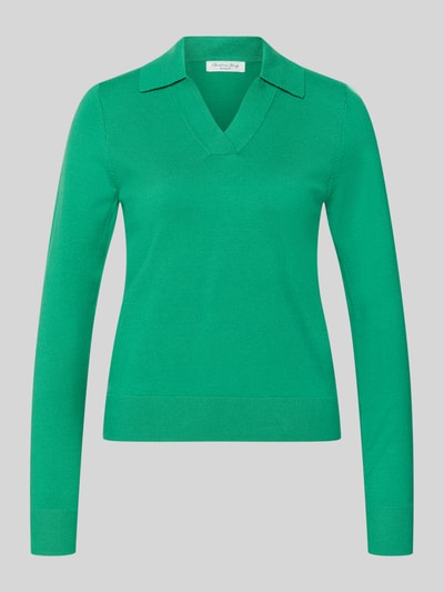 Productfoto, Regular Fit Longsleeve uit viscosemix met polokraag van Christian Berg Woman, groene kleur, gebreide look, getailleerde pasvorm