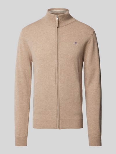 Gant Strickjacke mit Reißverschluss Sand Melange 1