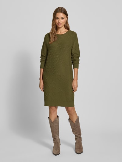 FREE/QUENT Gebreide jurk van viscosemix, model 'Saturn' Kaki - 1