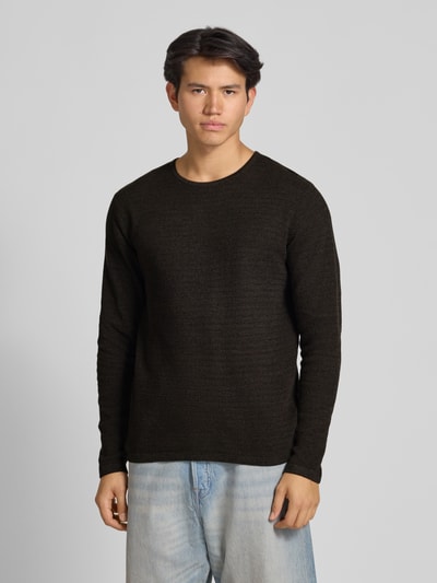 Jack & Jones Gebreide pullover met ronde hals, model 'GEORGE' Donkerbruin - 4