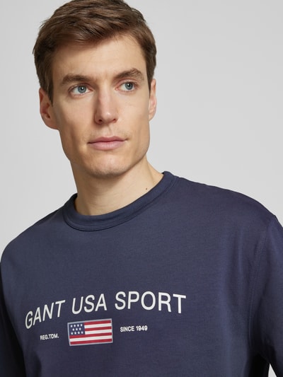 Gant T-Shirt mit Label-Print Marine 3