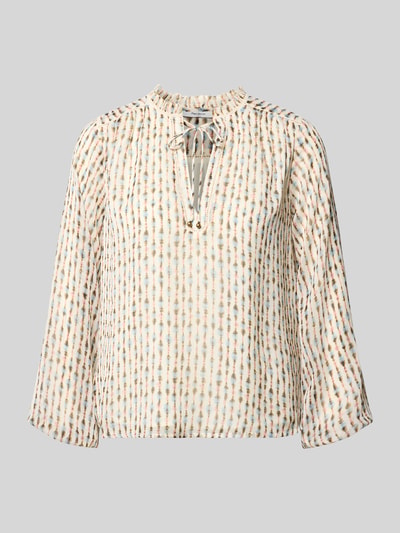 Produktfoto, Regular Fit Langarmbluse mit Allover-Muster Modell 'FALINA' von Pepe Jeans, krój regular fit, efekt: wzór na całej powierzchni, kołnierz z falbanami, okrągły dekolt, długi rękaw, wykończenie materiału: szyfon, wzór abstrakcyjny gestreift