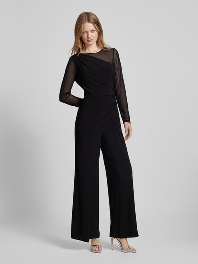 Adrianna Papell Semitransparenter Jumpsuit mit Rundhalsausschnitt Black 1