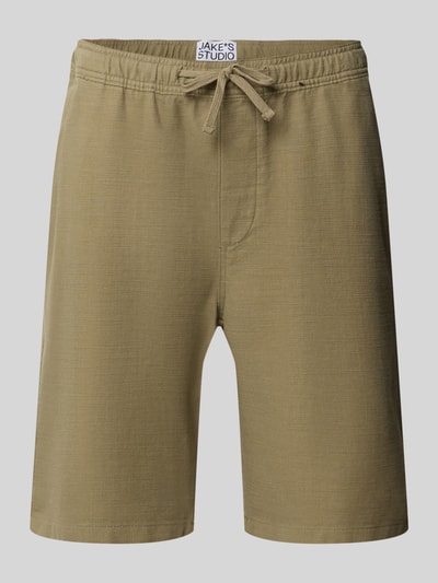 Produktfoto, Shorts aus Baumwolle mit elastischem Bund von JAKE*S STUDIO MEN in Beige, Regular Fit, sichtbarer Tunnelzug, glatte Textur