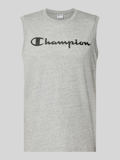 Produktfoto, Top mit Logo und Rundhalsausschnitt von CHAMPION in hellgrau, Baumwoll-Mix, Regular Fit, dezente Textur, gerader Schnitt