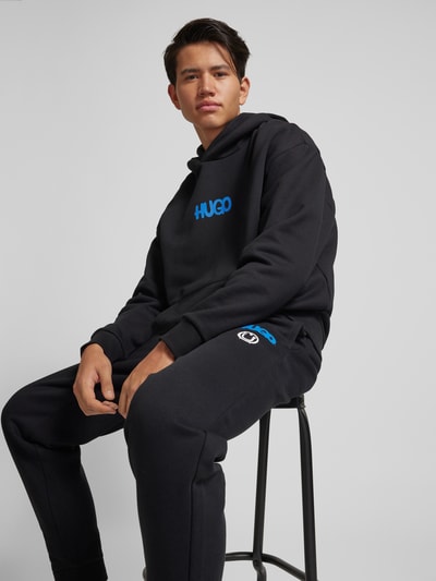 Hugo Blue Hoodie mit Label-Print Modell 'Nimayho' Black 3