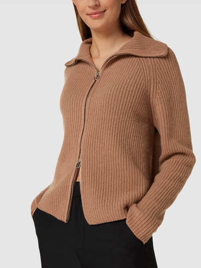 Christian Berg Woman Strickjacke mit Zweiwege-Reißverschluss Mittelbraun 3