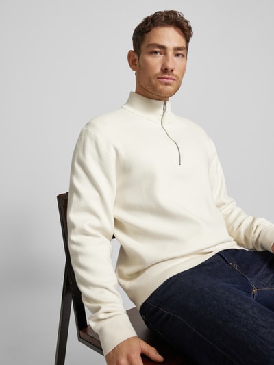 Lindbergh Gebreide pullover met geribde opstaande kraag Offwhite - 3