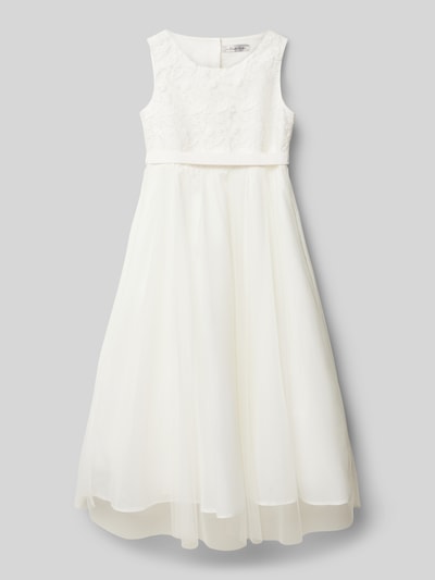 Une Hautre Couture Kleid mit floraler Stickerei Offwhite 1