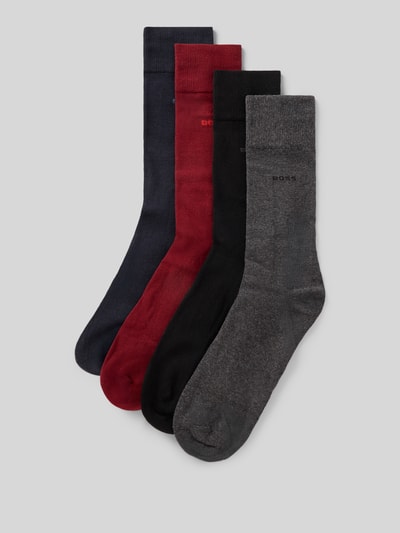 Produktfoto, Socken aus Baumwoll-Mix im 4er-Pack mit Geschenkbox von BOSS, jednolite kolory, melanż, logo, ściągacz, materiał bawełniany