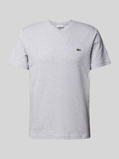 Lacoste T-shirt met labelstitching, model 'Basic' Lichtgrijs - 2