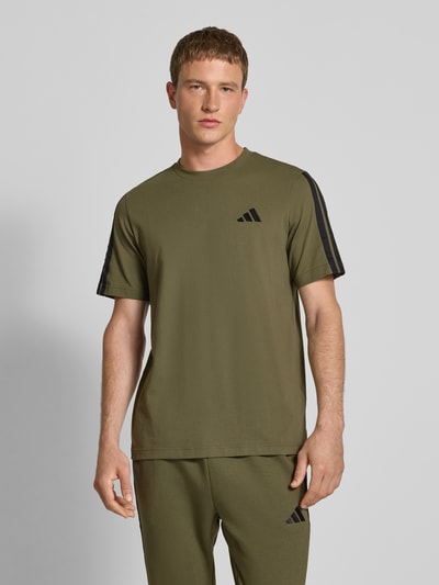 adidas Sportswear T-shirt met labelstitching en ronde hals Olijfgroen - 4