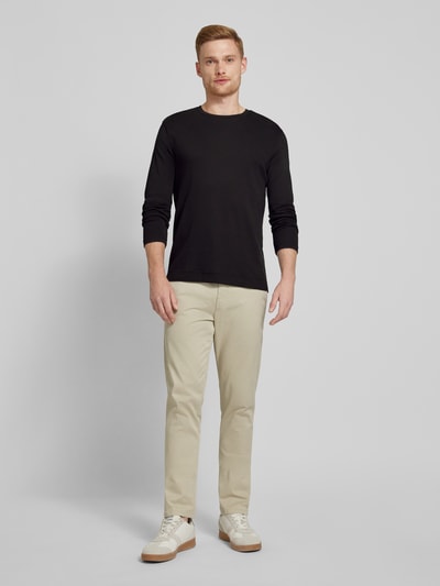 Christian Berg Men Longsleeve mit geripptem Rundhalsausschnitt Black 1