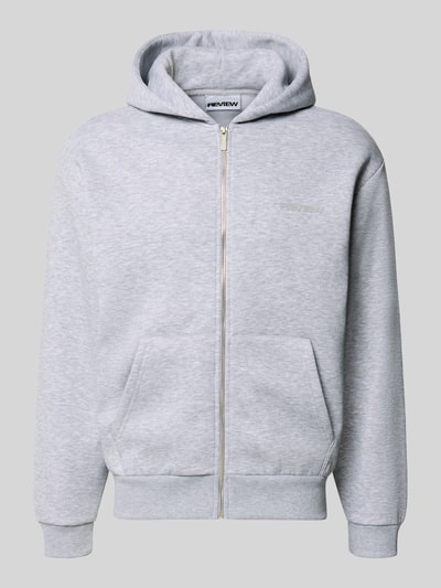 REVIEW Regular Fit Sweatjacke aus Baumwoll-Mix Hellgrau Melange 2