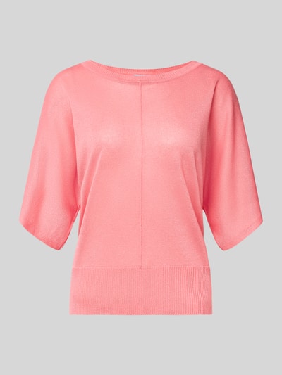 Produktfoto, Strickshirt aus Viskose-Mix mit Teilungsnaht von More & More in Rosa, Regular-Fit, Rundhalsausschnitt, glatte Struktur