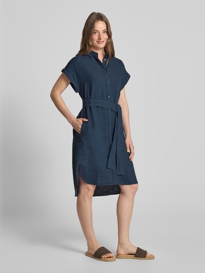Marc O'Polo Relaxed fit linnen jurk met tailleriem Marineblauw - 1