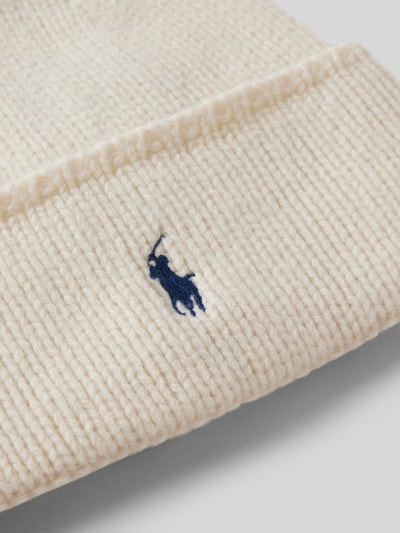 Polo Ralph Lauren Czapka z wełny z detalem z logo model ‘PONY’ Złamany biały 2