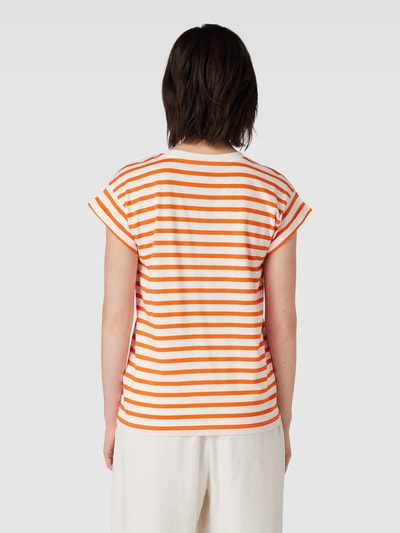 Jake*s Casual T-Shirt mit Streifenmuster Dunkelorange 5