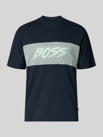 Produktfoto, Regular Fit T-Shirt aus reiner Baumwolle Modell 'TE_BAYMESH' von BOSS Orange, Optik: Unifarben, Mesh-Details, Label-Print, Rundhals, Kurzarm, Materialverarbeitung: Jersey