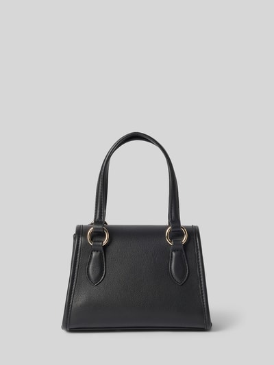 Produktfoto, schwarze Umhängetasche mit strukturierter Oberfläche, goldfarbenen Details und Doppelhenkel, Modell 'Clioh_Top Handle' von HUGO, Damen Umhängetasche.