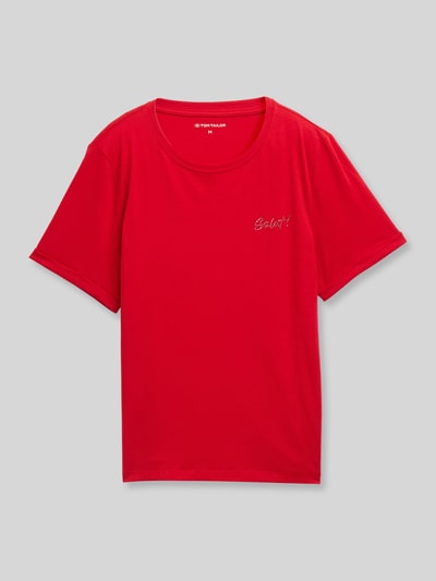 Tom Tailor Regular Fit T-Shirt aus reiner Baumwolle Rot 2