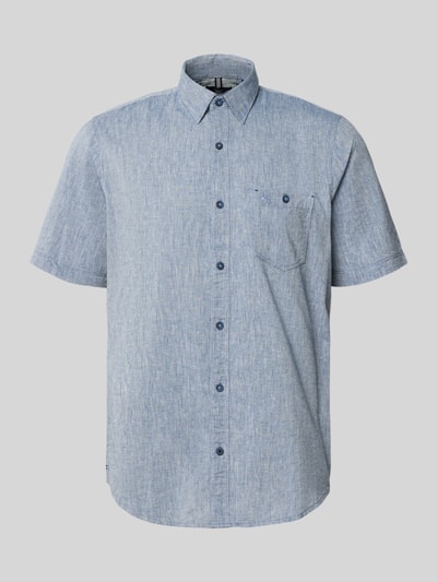 Produktfoto, Regular Fit T-Shirt aus Baumwoll-Mix von Lerros in Hellblau mit Rundhalsausschnitt, Label-Detail und feiner Struktur.