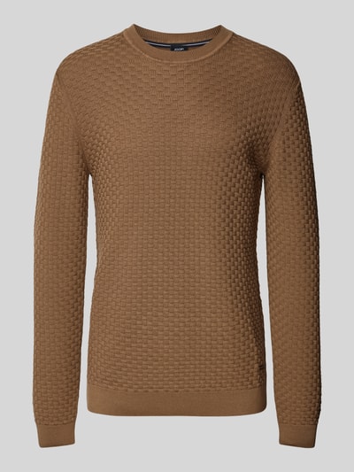 JOOP! Collection Strickpullover mit Rundhalsausschnitt Modell 'Wanjo' Hellbraun 1