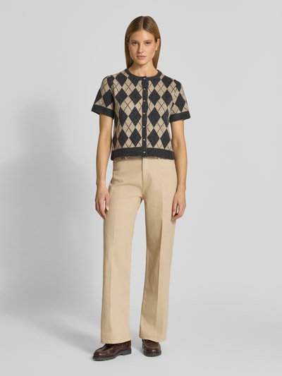 Christian Berg Woman Jeansy w kroju wide fit z kantami Piaskowy 1