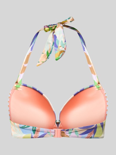 Produktfoto, Push-up-Bikini-Oberteil im Allover-Look Modell 'BAHIA' von DORINA, bunte Farben, glatte Struktur, Material-Mix mit Stretch-Anteil, körpernahe Passform, Neckholder.