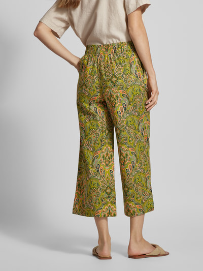 Christian Berg Woman Loose Fit Leinenculotte mit Paisley-Muster Oliv 5