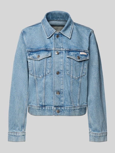 Productfoto, Regular Fit Jeansjacke mit borstzakken Model 'Panama' van Calvin Klein Jeans in lichtblauw katoenmix met knoopsluiting, logopatch, platte kraag