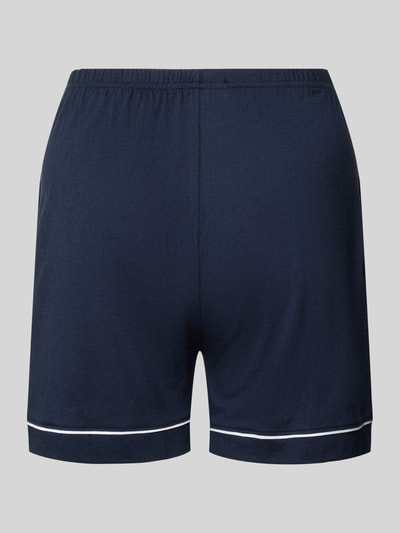 Produktfoto, Regular Fit Pyjama-Shorts mit elastischem Bund von Christian Berg Woman aus Baumwoll-Modal-Mix, dunkelblau mit Bordüre, Beinabschlüsse: Bordüre.