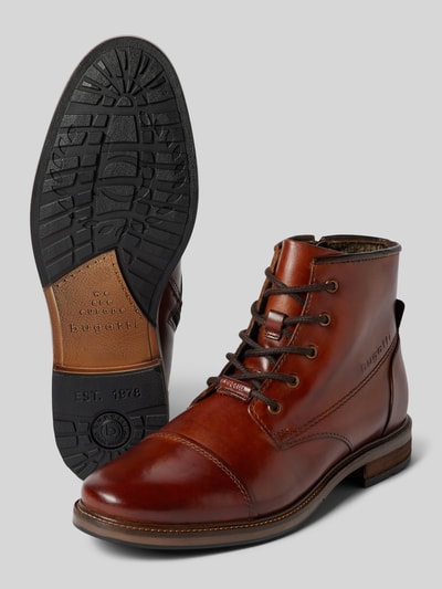 bugatti Leren boots met labelopschrift, model 'Marcello' Cognac - 4