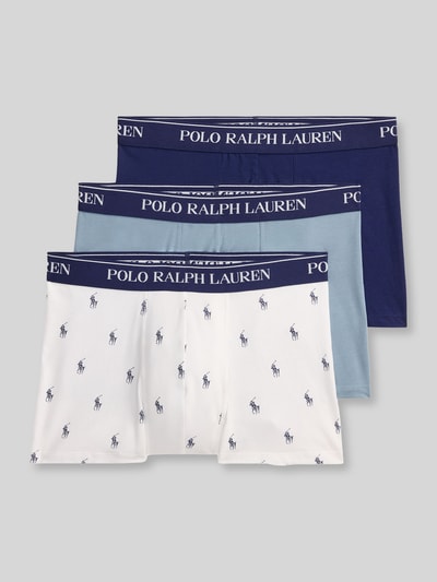 Produktfoto, Trunks aus Baumwoll-Mix Modell 'CLSSIC TRUNK-3 PACK' von Polo Ralph Lauren in Dunkelblau, Hellblau und Weiß mit Logo-Druck, Herren Pant & Trunk von Polo Ralph Lauren Underwear