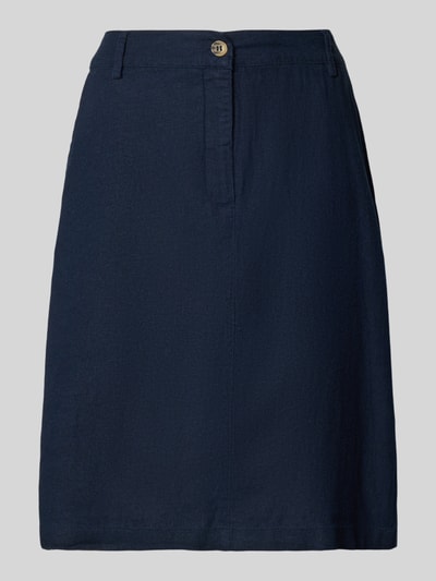 FREE/QUENT Knielanger Rock aus Leinen-Viskose-Mix Modell 'Lava' Dunkelblau 2