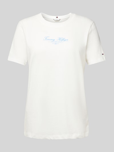 Tommy Hilfiger T-shirt met labelprint Ecru - 2