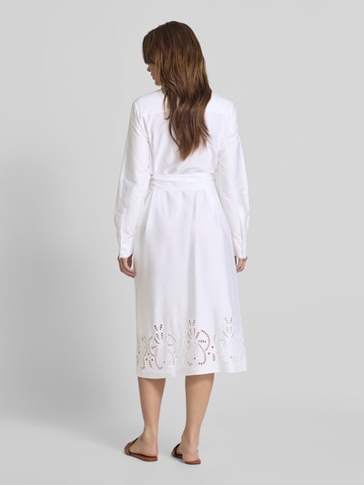 Seidensticker Sukienka koszulowa z haftem angielskim Biały 5