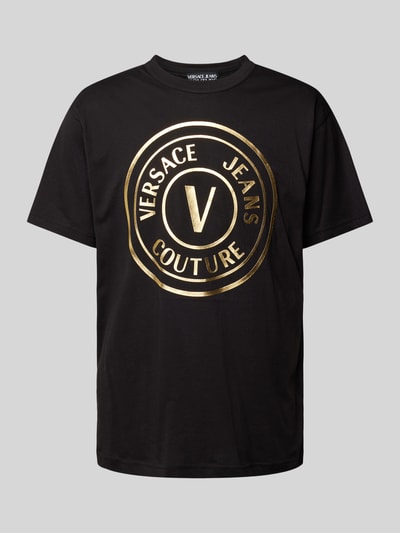 Versace Jeans Couture T-shirt z nadrukiem z logo model ‘CJ00T’ Czarny 2