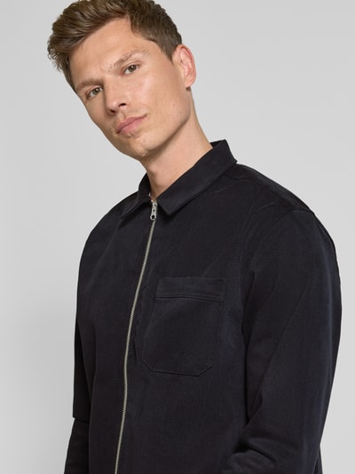 Forét Regular fit overhemdjack met kentkraag en tweewegsritssluiting Zwart - 3