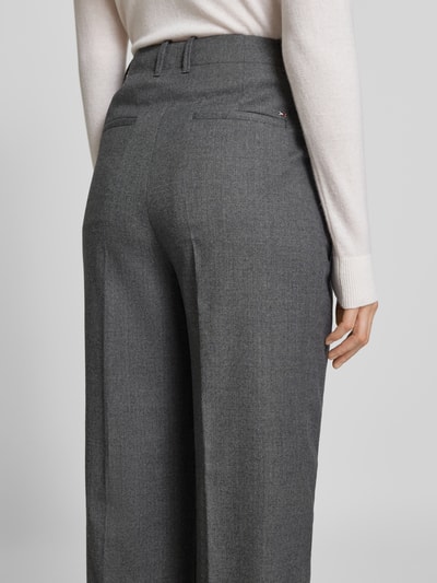 Tommy Hilfiger Wide leg wollen broek met bandplooien Lichtgrijs - 3